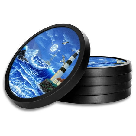 Silicone Non-Slip Drink Coasters with Removable Printed Absorbent Felt Pad - Set of 4 - Lighthouse at Night
Silicone Non-Slip Drink Coasters with Removable Printed Absorbent Felt Pad - Set of 4 - Lighthouse at Night