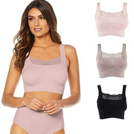 Rhonda Shear Ahh Bra 3-Pack with Lace Inset 654525 (Neutrals) 1X