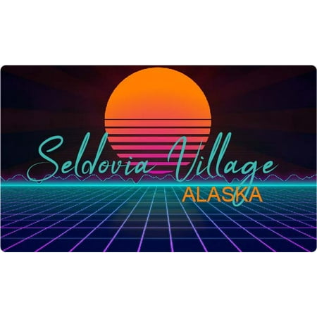 Seldovia Village Alaska 4 X 2.25-Inch Fridge Magnet Retro Neon Design