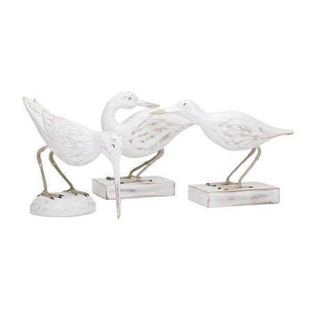 Coastal Carved Wood Seabirds - Set of 3
