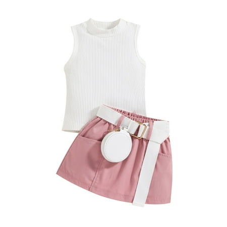 Zlekejiko Summer Toddler Girls Sleeveless Ribbed Vest Tops And Skirts Belt Waist Bag Outfits
Zlekejiko Summer Toddler Girls Sleeveless Ribbed Vest Tops And Skirts Belt Waist Bag Outfits