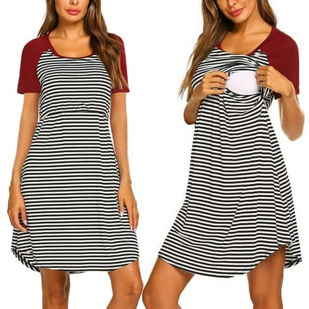 Tejiojio Maternity/Labor/Nursing Clothing Clearance Women s Maternity Short Sleeve Striped Nursing Breastfeeding Sleepwear Dress
Tejiojio Maternity/Labor/Nursing Clothing Clearance Women s Maternity Short Sleeve Striped Nursing Breastfeeding Sleepwear Dress