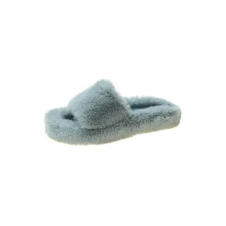 Rotosw Plush Fuzzy Slippers For Women Slip on Indoor Winter House Open Toe Slippers Bedroom Slippers Shoes