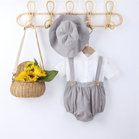 Hunpta Infant Newborn Baby Boys Cute Cartoon Short Sleeve Solid Gentleman Shirt Tops Blouse Plaid Overalls Suspender Pants Romper With Hat Outfit Set 3PCS Clothes
Hunpta Infant Newborn Baby Boys Cute Cartoon Short Sleeve Solid Gentleman Shirt Tops Blouse Plaid Overalls Suspender Pants Romper With Hat Outfit Set 3PCS Clothes