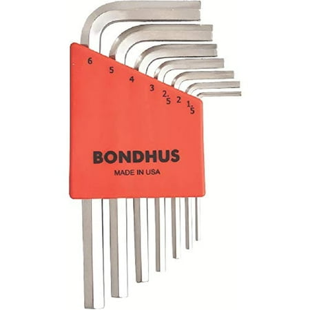 bondhus 16292 set 7 briteguard plated hex l-wrenches 1.5-6mm - short