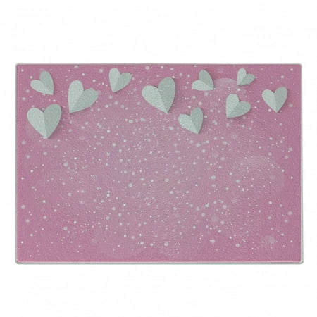 Pink and White Cutting Board 3D Style Hearts As Butterfly Wings Tender Spring Love in the Air Decorative Tempered Glass Cutting and Serving Board Small Size Pink Pale Grey by Ambesonne 
Pink and White Cutting Board 3D Style Hearts As Butterfly Wings Tender Spring Love in the Air Decorative Tempered Glass Cutting and Serving Board Small Size Pink Pale Grey by Ambesonne
