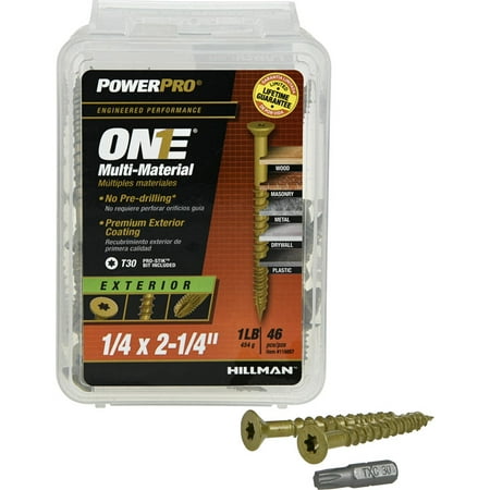 Hillman POWERPRO ONE 1/4 in. X 2-1/4 in. L Star Flat Head Multi-Material Screw 1 lb 46 pk
Hillman POWERPRO ONE 1/4 in. X 2-1/4 in. L Star Flat Head Multi-Material Screw 1 lb 46 pk