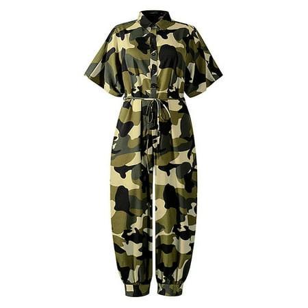 Womens Jumpsuits Bandage Lapel Slim Long Button Rompers Long Pants Short Sleeve Trousers
Womens Jumpsuits Bandage Lapel Slim Long Button Rompers Long Pants Short Sleeve Trousers