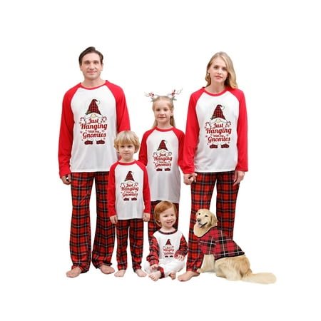 Family Christmas Pajamas Matching Sets Letter Gnome Hat Print Long-Sleeved Tops + Plaid Trousers Sleepwear Outfits
Family Christmas Pajamas Matching Sets Letter Gnome Hat Print Long-Sleeved Tops + Plaid Trousers Sleepwear Outfits