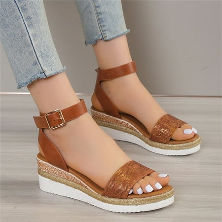 PEASKJP Flip Flops for Women 2023 New Open Toe Wedges Buckle Platform Thick Heel Sandals Slippers Dress Beach Shoes Brown 8
PEASKJP Flip Flops for Women 2023 New Open Toe Wedges Buckle Platform Thick Heel Sandals Slippers Dress Beach Shoes Brown 8