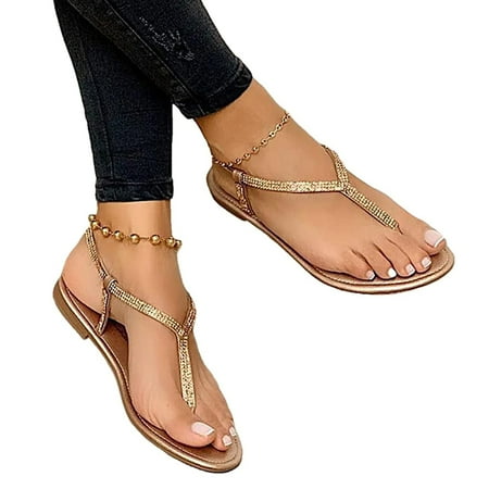Outerwear Thong Toe Beach Sandals with Tie Rhinestone Decoration for Dresses Jeans Skirts Short Pants 41 Gold
Outerwear Thong Toe Beach Sandals with Tie Rhinestone Decoration for Dresses Jeans Skirts Short Pants 41 Gold