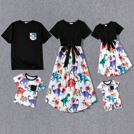PatPat Family Matching Solid Short-sleeve Spliced Allover Dinosaur Print Belted Dresses and T-shirts
PatPat Family Matching Solid Short-sleeve Spliced Allover Dinosaur Print Belted Dresses and T-shirts