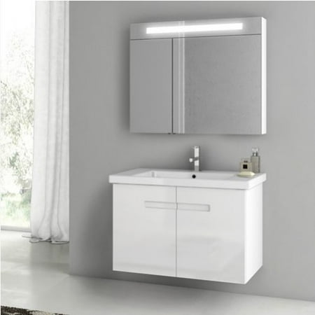 ACF by Nameeks ACF NY04-GW New York 32-in. Single Bathroom Vanity Set - Glossy White