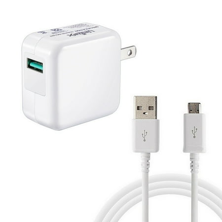 UrbanX 18W Quick Charge 3.0 USB Power Adapter and 5 FT Micro USB Cable Compatible with Motorola moto e5 plus - White