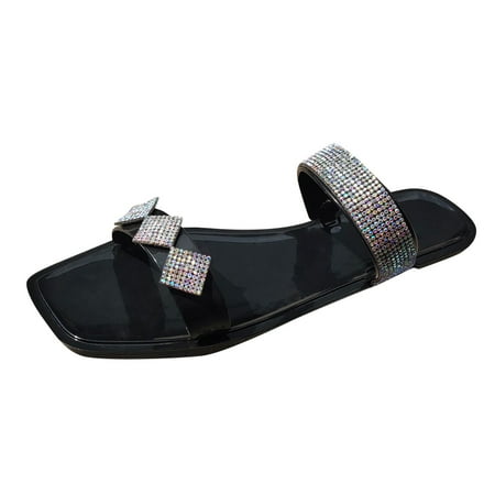 Cathalem Women Shoes Fashion Bright Diamond Square Bright Diamond Sandals Flash Diamond One Leg Wear Flat Bottom Sandals Black 39
Cathalem Women Shoes Fashion Bright Diamond Square Bright Diamond Sandals Flash Diamond One Leg Wear Flat Bottom Sandals Black 39