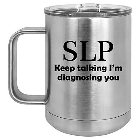 15 oz Tumbler Coffee Mug Travel Cup With Handle & Lid Vacuum Insulated Stainless Steel SLP Speech Language Pathologist (Silver)
15 oz Tumbler Coffee Mug Travel Cup With Handle & Lid Vacuum Insulated Stainless Steel SLP Speech Language Pathologist (Silver)