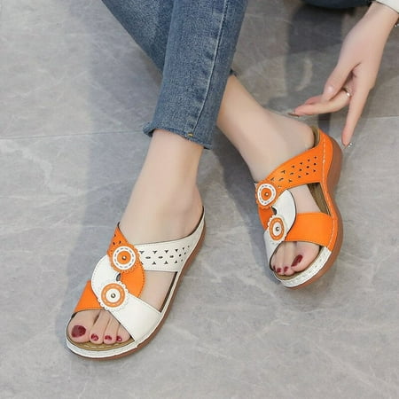 Women Sandals Retro Summer Sandals With Heels Wedge Shoes For Women Slippers Heeled Summer Shoes Female Wedges A8
