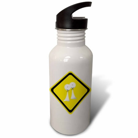3dRose Caution Ghosts Sports Water Bottle 21oz