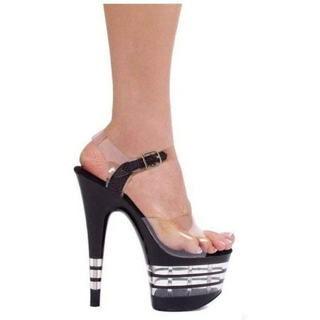 Ellie Shoes E-709-Stack 7 Pointed Stiletto Sandal 8 / Black