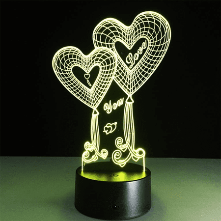 JUSTUP Double Heart Balloon I Love You 3D Optical Illusion Touch Button 7 Color Changing LED Night Light Desk Lamp
JUSTUP Double Heart Balloon I Love You 3D Optical Illusion Touch Button 7 Color Changing LED Night Light Desk Lamp