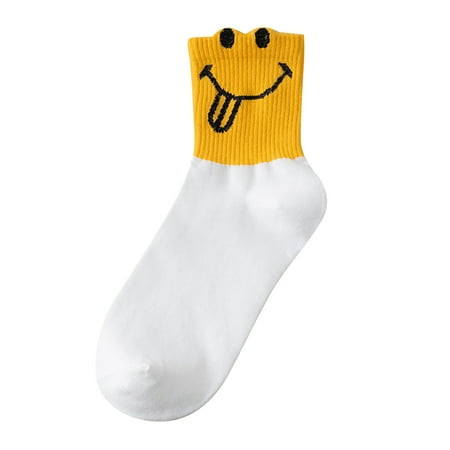 YWDJ Ankle Socks Women Personality Embroidery Towel Bottom Socks Fashion Trend Socks Yellow