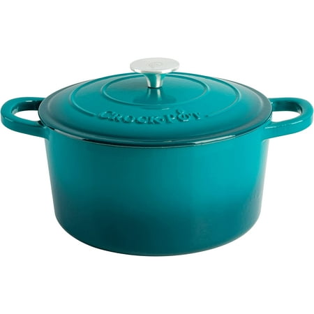 Artisan Round Enameled Cast Iron Dutch Oven 5-Quart Teal Ombre
