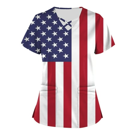 Alrise USA Flag Tees Plus Size Independence Day Printed Scrub Working Uniform Tops For Women Cross V-Neck Short Sleeve Fun T-Shirts Workwear Tee With Pockets Red Small
Alrise USA Flag Tees Plus Size Independence Day Printed Scrub Working Uniform Tops For Women Cross V-Neck Short Sleeve Fun T-Shirts Workwear Tee With Pockets Red Small