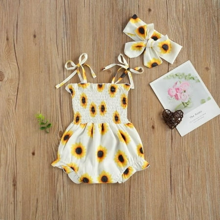 BABY ONE BABY TWO Baby and Toddler Girl Spaghetti-Strap Romper with Matching Headband
BABY ONE BABY TWO Baby and Toddler Girl Spaghetti-Strap Romper with Matching Headband