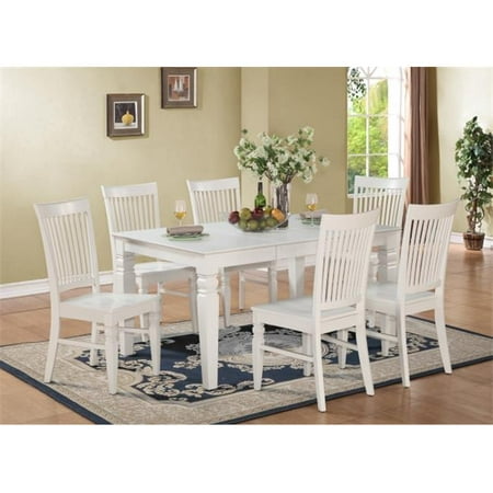 East West Furniture WEST5-WHI-W 5PC Weston Rectangular Dining Table and 4 Wood Seat Chairs