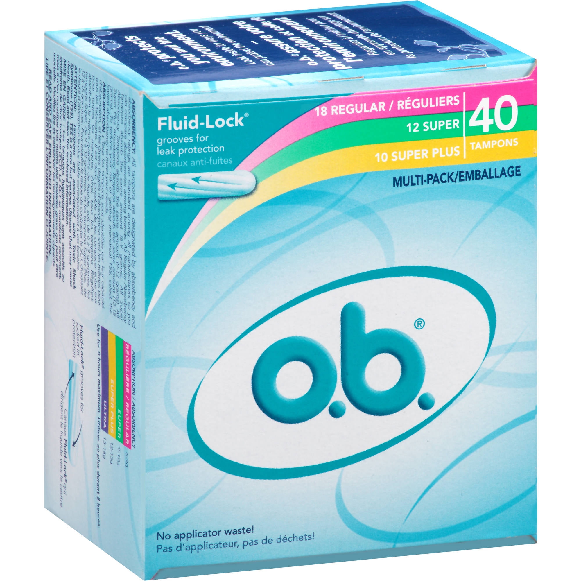 O.B. Fluid-Lock Tampons Multi-Pack, 40 Count - Walmart.com