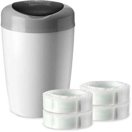 Tommee Tippee Simplee Diaper Pail + 4pk Cassette, Gray