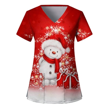 Xutthjh Ladies Scrubs Top Casual Christmas Printed Short Sleeve Pocket Loose Uniform Workwear
Xutthjh Ladies Scrubs Top Casual Christmas Printed Short Sleeve Pocket Loose Uniform Workwear