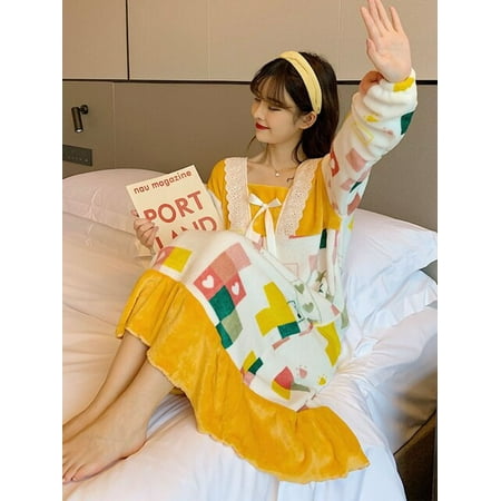 PIKADINGNIS Girl Warm Flannel Nightdress Long Sleeve Autumn Winter Lace Nightgowns & Sleepshirts Women Sleepwear Shirt Home Wear Clohtes
PIKADINGNIS Girl Warm Flannel Nightdress Long Sleeve Autumn Winter Lace Nightgowns & Sleepshirts Women Sleepwear Shirt Home Wear Clohtes