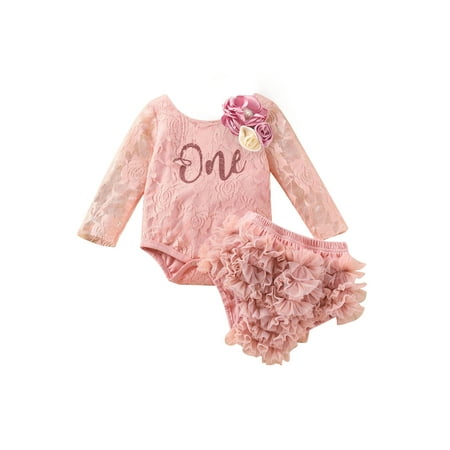 Calsunbaby Toddler Baby Girls Outfits Long Sleeve Lettering Floral Lace Romper Ruffle Briefs Shorts with Removable Brooch Pink 3-6 Months
Calsunbaby Toddler Baby Girls Outfits Long Sleeve Lettering Floral Lace Romper Ruffle Briefs Shorts with Removable Brooch Pink 3-6 Months