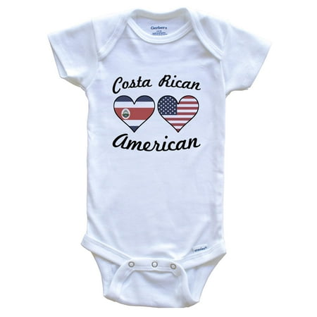 Costa Rican American Flag Hearts Baby Bodysuit 0-3 Months White
