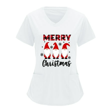Women s Christmas Printed Scrub Tops V Neck Solid Color Overalls Partial Positioning Christmas Printing Solid Color Short Sleeve Top
Women s Christmas Printed Scrub Tops V Neck Solid Color Overalls Partial Positioning Christmas Printing Solid Color Short Sleeve Top