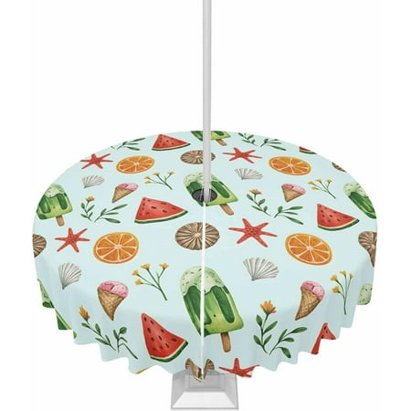 Summer Outdoor Tablecloth with Umbrella Hole and Zipper Spillproof Table Cloth for Round Tables Dinner/Picnic/Patio/Party Table Cover Watercolor Cartoon 
Summer Outdoor Tablecloth with Umbrella Hole and Zipper Spillproof Table Cloth for Round Tables Dinner/Picnic/Patio/Party Table Cover Watercolor Cartoon