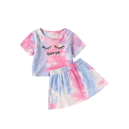 Emmababy Baby Girls Short Sleeve Round Collar T-shirt and Shorts Two-piece Set