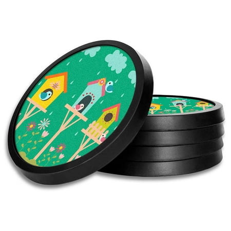 Silicone Non-Slip Drink Coasters with Removable Printed Absorbent Felt Pad - Set of 4 - Bird Houses in the Rain
Silicone Non-Slip Drink Coasters with Removable Printed Absorbent Felt Pad - Set of 4 - Bird Houses in the Rain