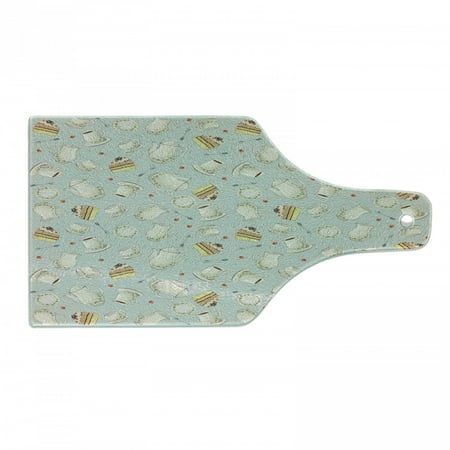 Tea Party Cutting Board Coffee Pot Teapot Spoons Plates and Creamy Slices of Cake with Cherries Tempered Glass Cutting and Serving Board Wine Bottle Shape Bluegrey Red Green by Ambesonne
Tea Party Cutting Board Coffee Pot Teapot Spoons Plates and Creamy Slices of Cake with Cherries Tempered Glass Cutting and Serving Board Wine Bottle Shape Bluegrey Red Green by Ambesonne