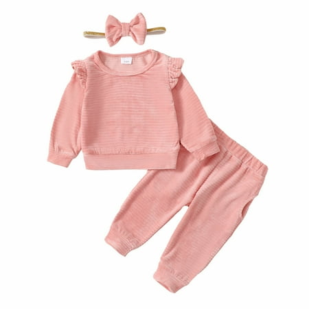 Toddler Baby Girls Clothes Baby Girls Outfits Solid Color Ruffle Long Sleeve Round Neckline Top Pants Headband 3PCS Winter Outfits Pink 12-18 Months
Toddler Baby Girls Clothes Baby Girls Outfits Solid Color Ruffle Long Sleeve Round Neckline Top Pants Headband 3PCS Winter Outfits Pink 12-18 Months