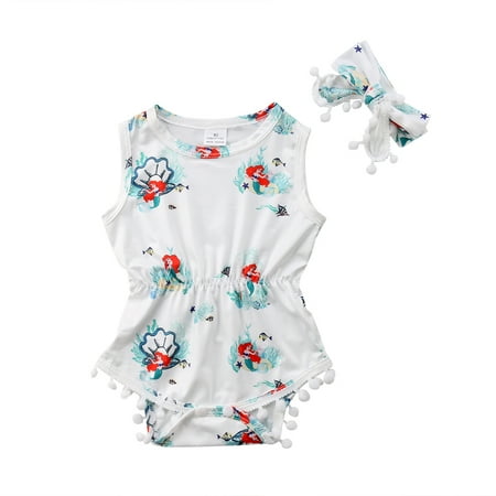 Binpure Infant Baby Girls Summer Bodysuit Cartoon Mermaid Pattern Sleeveless Romper+Bandage Headband
Binpure Infant Baby Girls Summer Bodysuit Cartoon Mermaid Pattern Sleeveless Romper+Bandage Headband