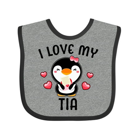 Inktastic I Love My Tia with Cute Penguin and Hearts Gift Baby Girl Bib