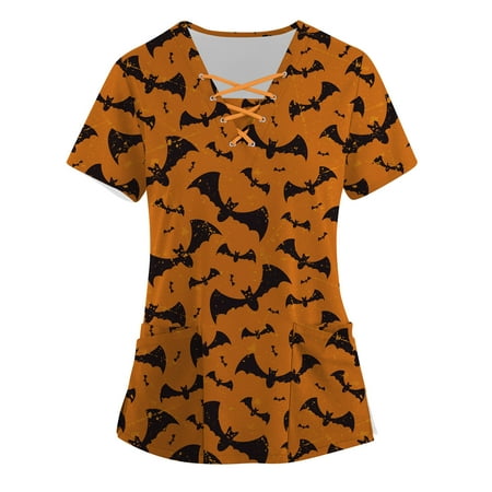 TMOYZQ Scrubs for Women Womens Halloween Print Professional Scrubs Tops Short Sleeve V Neck Nursing Workwear Tunic Working Uniform Blouse Medical Blouse with Pockets
TMOYZQ Scrubs for Women Womens Halloween Print Professional Scrubs Tops Short Sleeve V Neck Nursing Workwear Tunic Working Uniform Blouse Medical Blouse with Pockets
