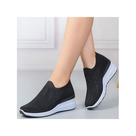 Rotosw Women s Sock Rhinestone Sneakers Low Top Shoes Lady Wedges Women Sweat-wicking Pure Color Black 4.5
Rotosw Women s Sock Rhinestone Sneakers Low Top Shoes Lady Wedges Women Sweat-wicking Pure Color Black 4.5