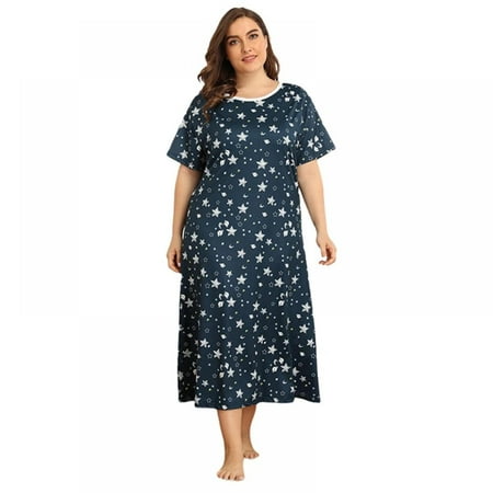 Women Plus Size Nightgown Short Sleeve Sleepwear Round-Neck Nightshirt Knee-lenth for Summer
Women Plus Size Nightgown Short Sleeve Sleepwear Round-Neck Nightshirt Knee-lenth for Summer