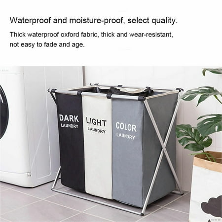 Dirty Clothes Laundry Basket Bin Hamper Organizer For Bathroom 3 Grid