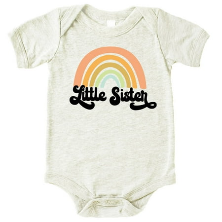 Retro Rainbow Little Sister Sibling Reveal Announcement Bodysuit for Baby Girls Sibling Outfits Natural Heather Bodysuit 12 Months
Retro Rainbow Little Sister Sibling Reveal Announcement Bodysuit for Baby Girls Sibling Outfits Natural Heather Bodysuit 12 Months