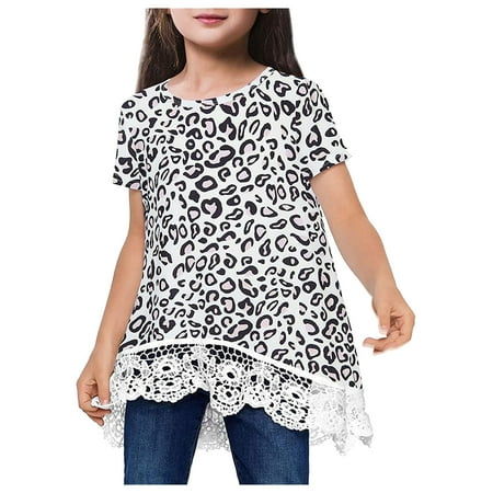 Little Girl Clothing T Shirt Short Baby Tops Sleeve Printed Flower Girls Toddler Lace Leopard Girls Tops
Little Girl Clothing T Shirt Short Baby Tops Sleeve Printed Flower Girls Toddler Lace Leopard Girls Tops