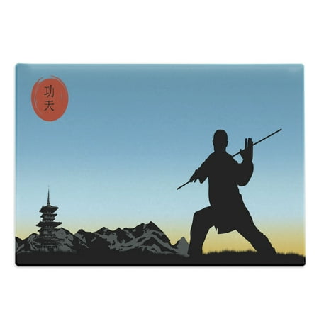 

Kung Fu Cutting Board Man Silhouette Demonstrates Technique of Karate Decorative Tempered Glass Cutting and Serving Board in 3 Sizes by Ambesonne